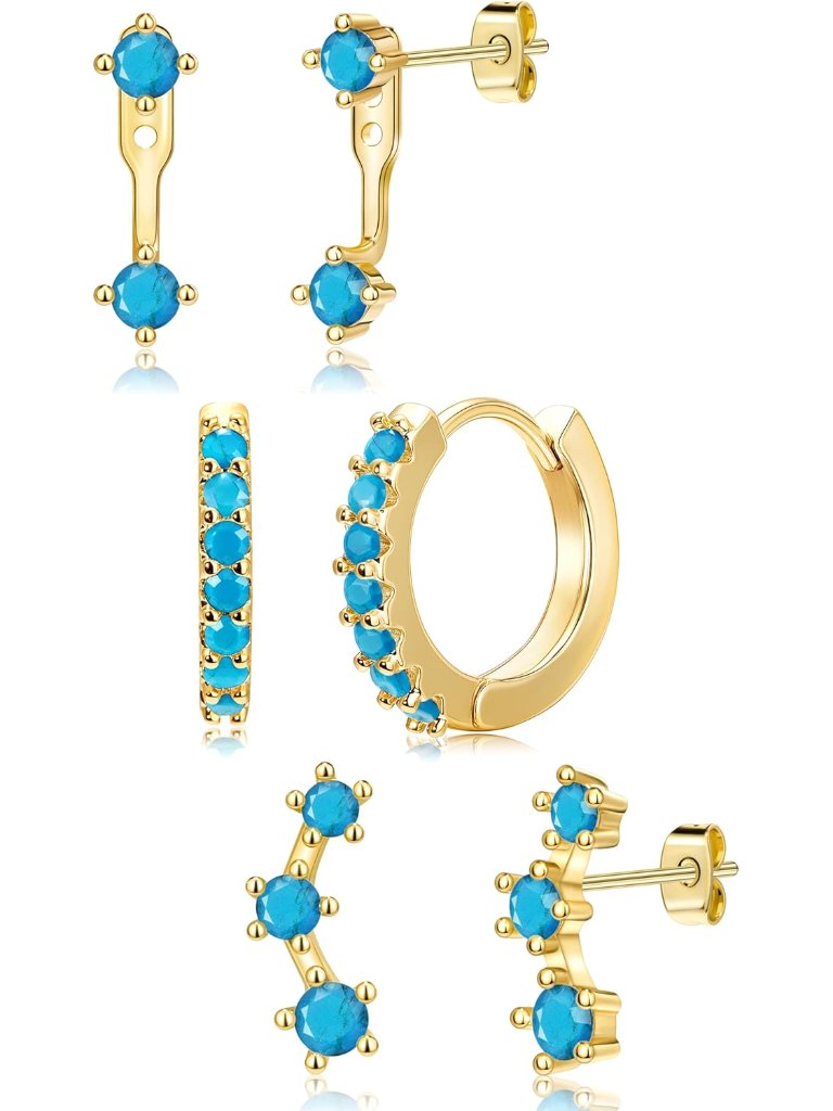 3 Pairs Dainty Small Earrings For Women Trendy, Birthstone Stud Huggie Hoop Jack